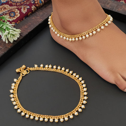 JS Fashion Antique Design High Gold Polish Party Wear Payal for Women & Girls | Swadesiicart