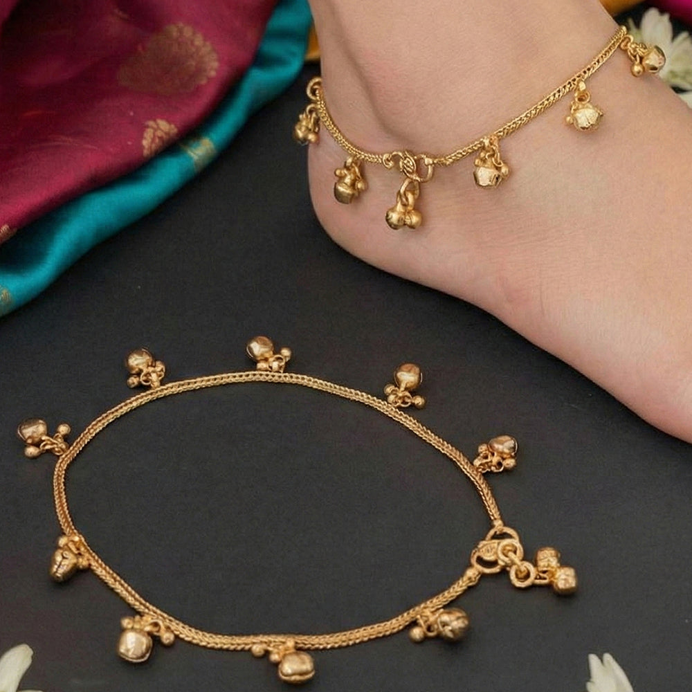JS Fashion Designer High Gold Polish Party Wear Anklet Set for Women & Girls | Swadesiicart