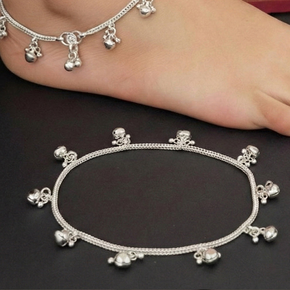 JS Fashion Oxidized Silver Plated Traditional Anklet Ghungroo Payal Set for Women & Girls | Swadesiicart