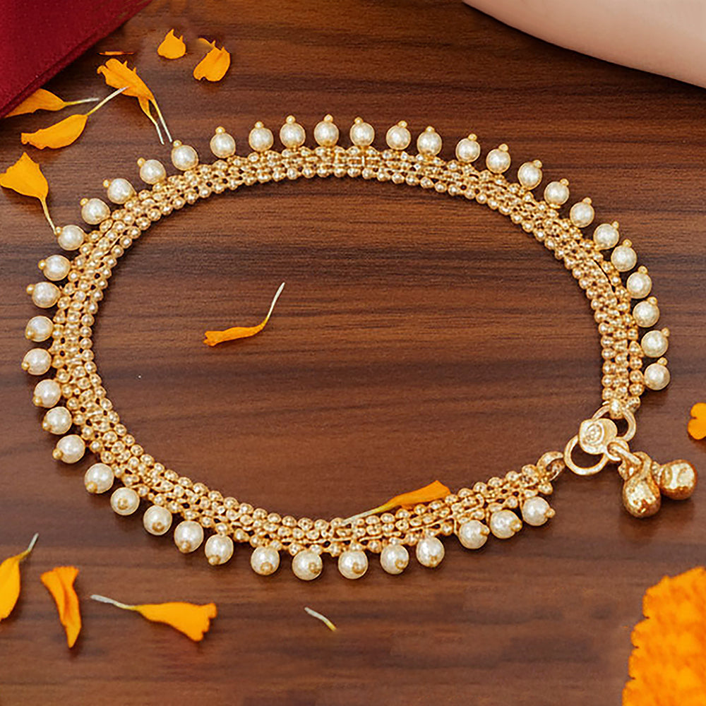 JS Fashion Premium Pearl Beaded Fancy Payal Anklet for Women & Girls | Swadesiicart