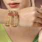 NVR Women's Set of 2 Gold-Polished Artificial Stones Handcrafted Traditional Bangles - NR Retail-NVR
