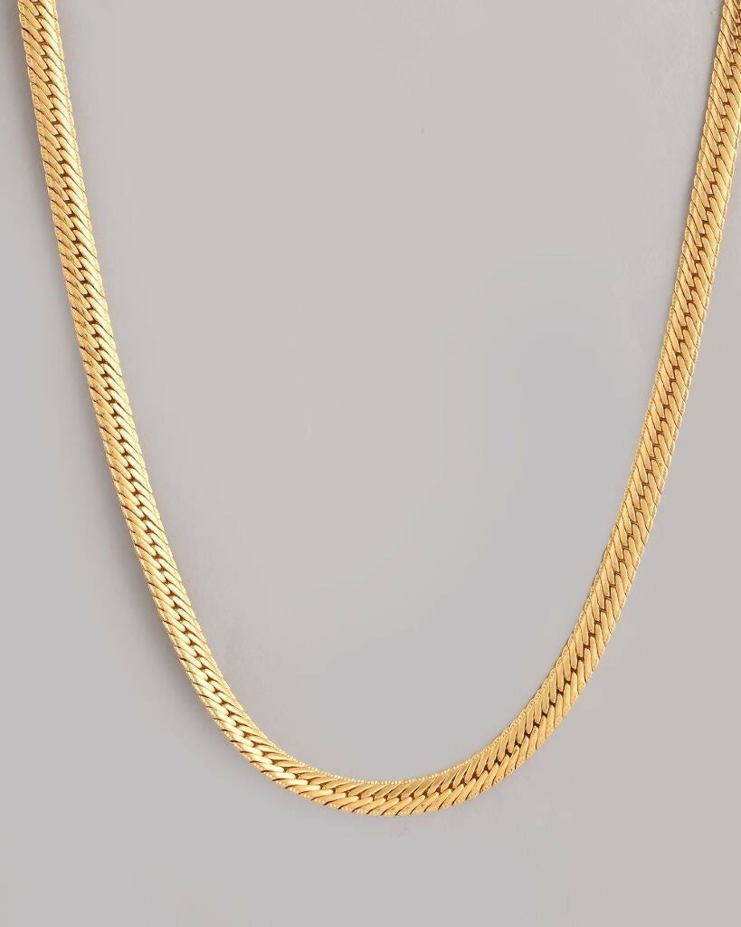 VOJ Gold-Polished Thick Flat Snake Chain | Swadesiicart