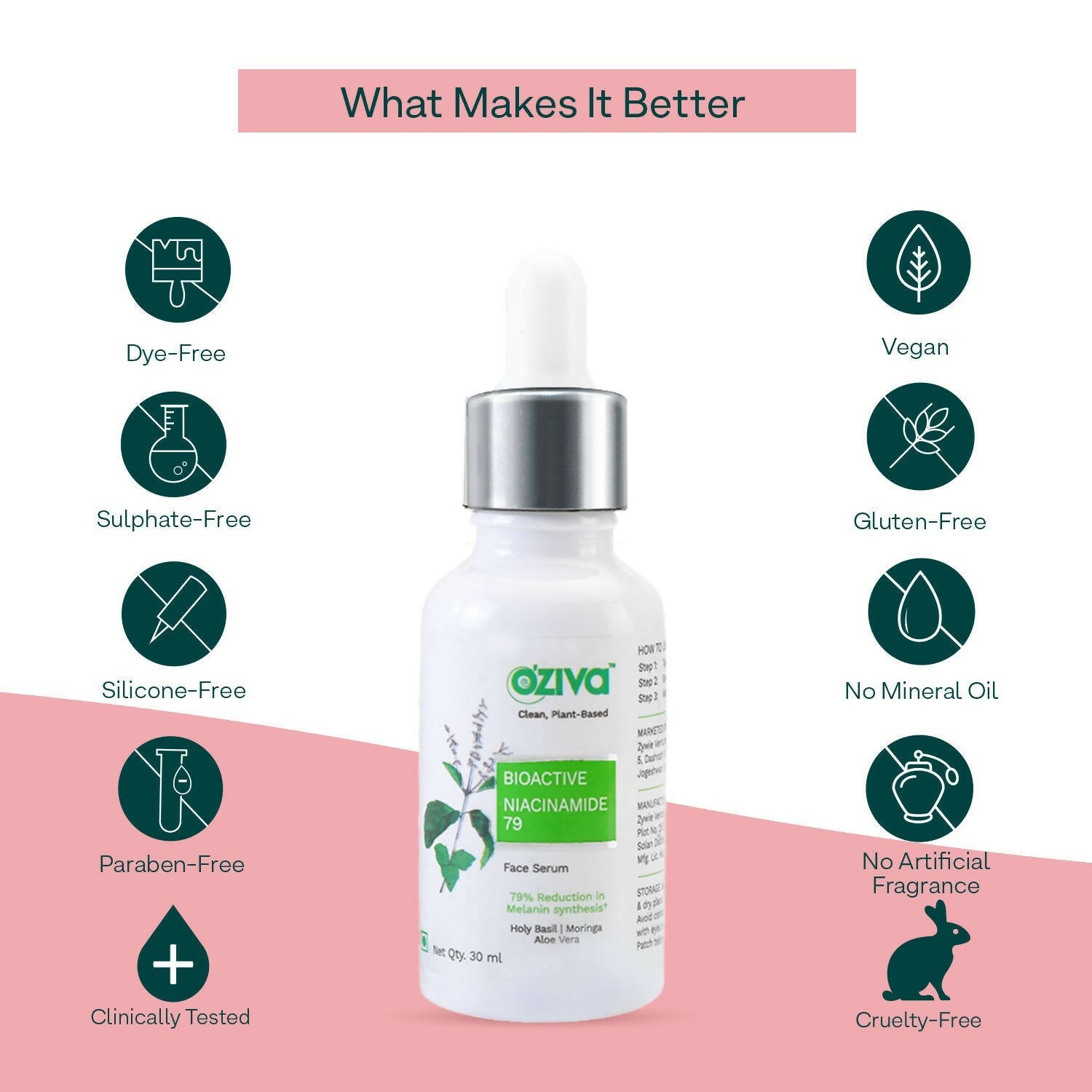 OZiva Bioactive Niacinamide 79 Face Serum - Swadesiicart