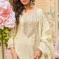 Anaita Beige Viscose Silk Readymade Palazzo Suit with Embroidery Work