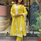 The52 Yellow Women's Gorgeous Embroidered Georgette Fabric Straight Kurta Pant with Dupatta Set - Swadesiicart