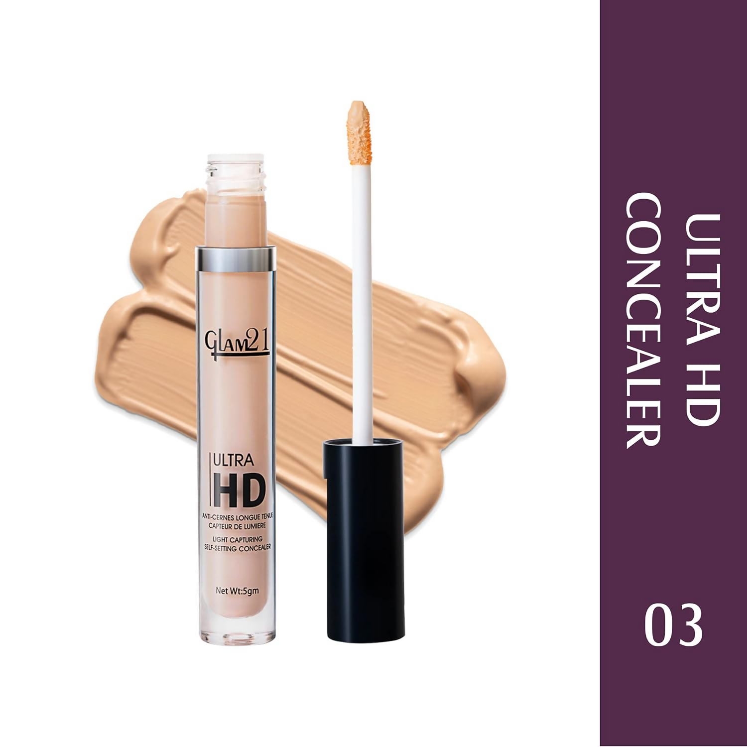 Glam21 Ultra HD Liquid Concealer for HD Finish - Medium Warm - Swadesiicart