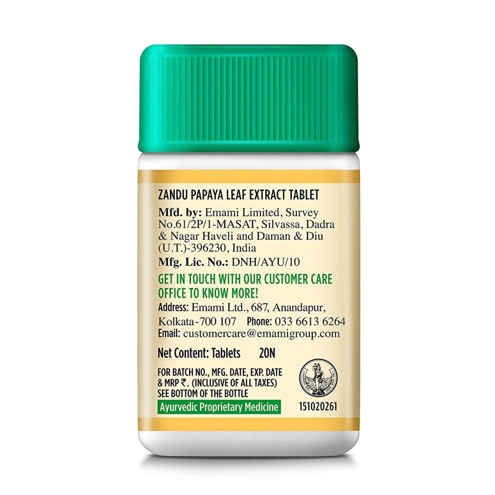 Zandu Papaya Leaf Extract Tablets | Swadesiicart