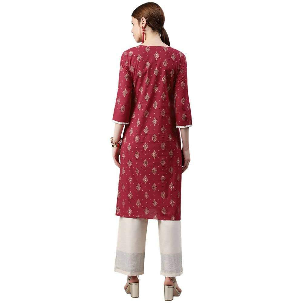 Indian Clothing Anubhutee Women's Cotton Regular Straight Pink Kurta - Swadesiicart