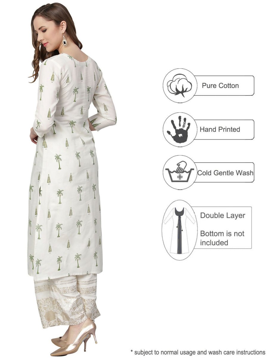 Ahalyaa Women's Traditional wear Kurta - Off White | Swadesiicart