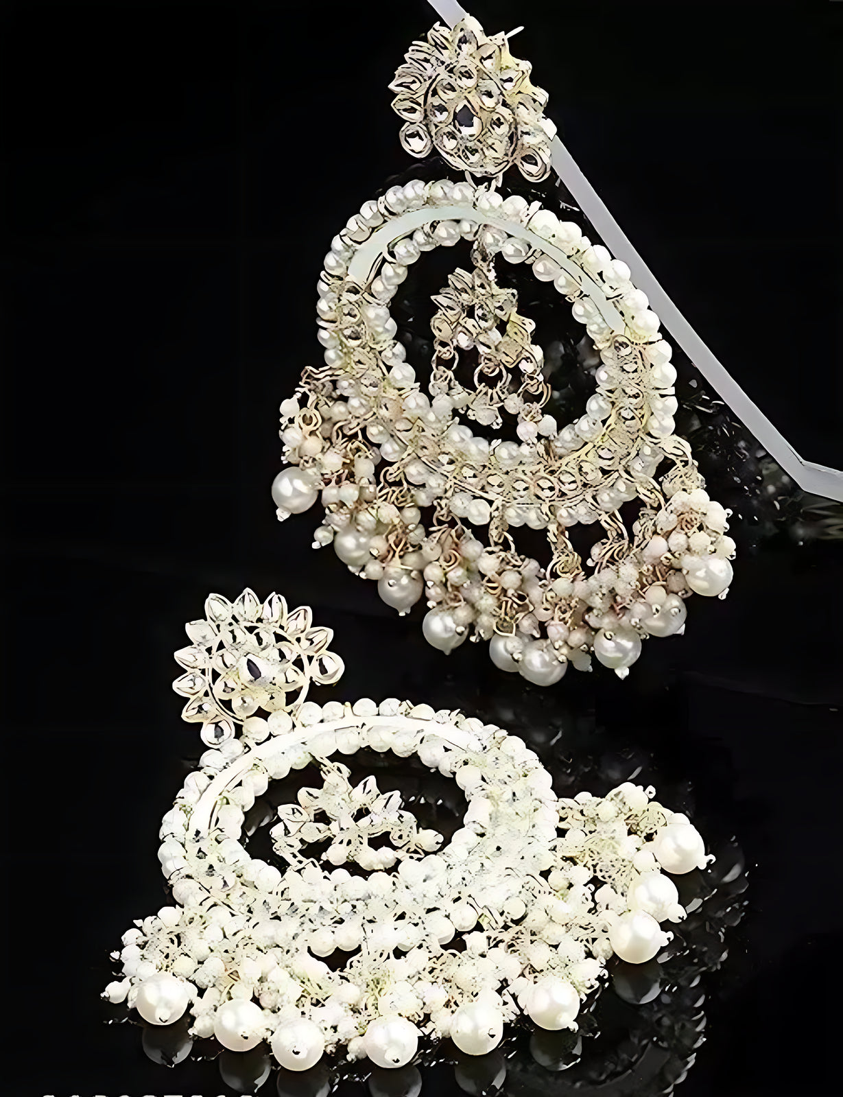 Jewel City Luxurious Pearl Chandelier Earrings - Traditional Indian Kundan Style Statement Jewelry for Wedding & Festive Wear | Swadesiicart