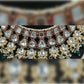Jewel City Royal Kundan Bridal Jewelry Set - Emerald Green & Crystal Choker with Earrings & Maang Tikka | Swadesiicart