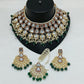Jewel City Royal Kundan Bridal Jewelry Set - Emerald Green & Crystal Choker with Earrings & Maang Tikka | Swadesiicart