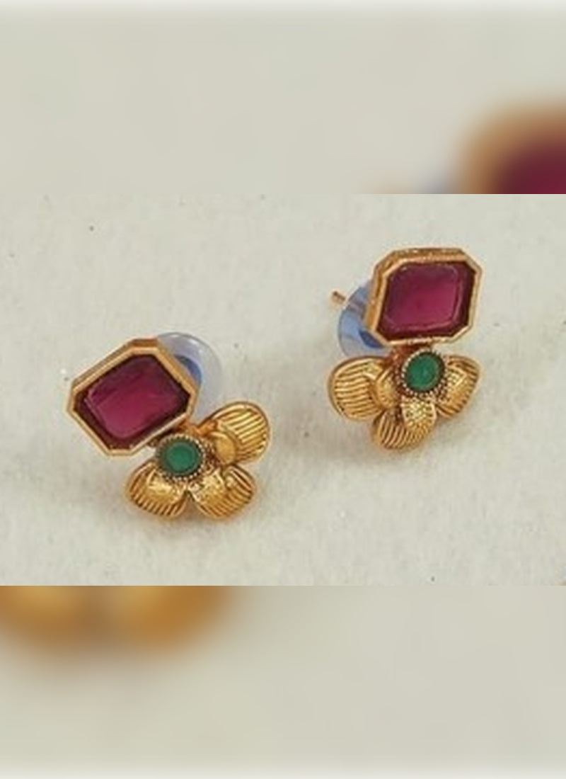 Jewel City Antique Gold Ruby Green Floral Choker Set - Adjustable Designer Necklace with Pearl Tassels - Traditional Indian Wedding Jewelry Collection | Swadesiicart
