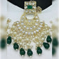 Jewel City Royal Pearl and Crystal Choker Set - Gold-Plated Wedding Jewelry with Earrings and Ring | Swadesiicart