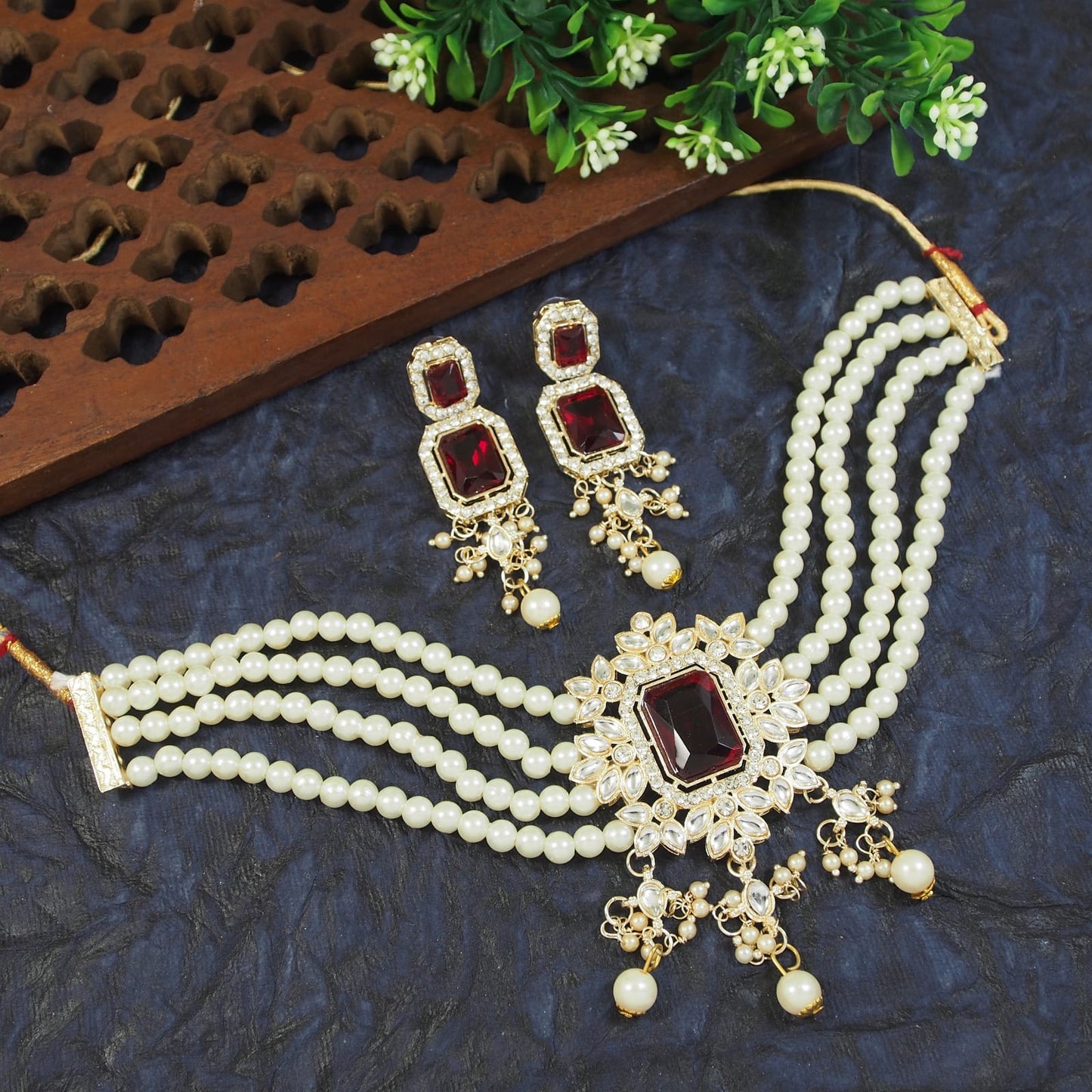 Jewel City Exquisite Pearl Choker Statement Necklace - Handcrafted Ethnic Elegance | Swadesiicart