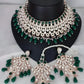 Jewel City Royal Green Kundan & Pearl Bridal Jewelry Set-Luxury Choker Necklace Earrings & Maang Tikka-Ethnic Wedding & Party Wear | Swadesiicart