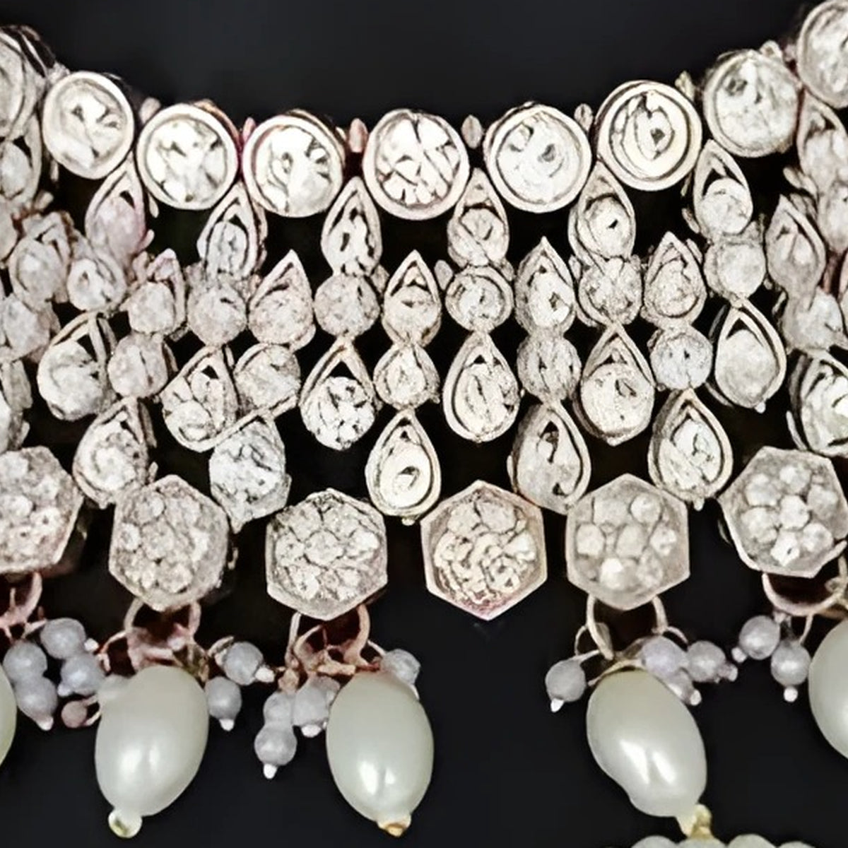 Jewel City Elegant White Kundan & Pearl Bridal Jewelry Set-Luxury Choker Necklace Earrings & Maang Tikka-Ethnic Wedding & Party Wear | Swadesiicart