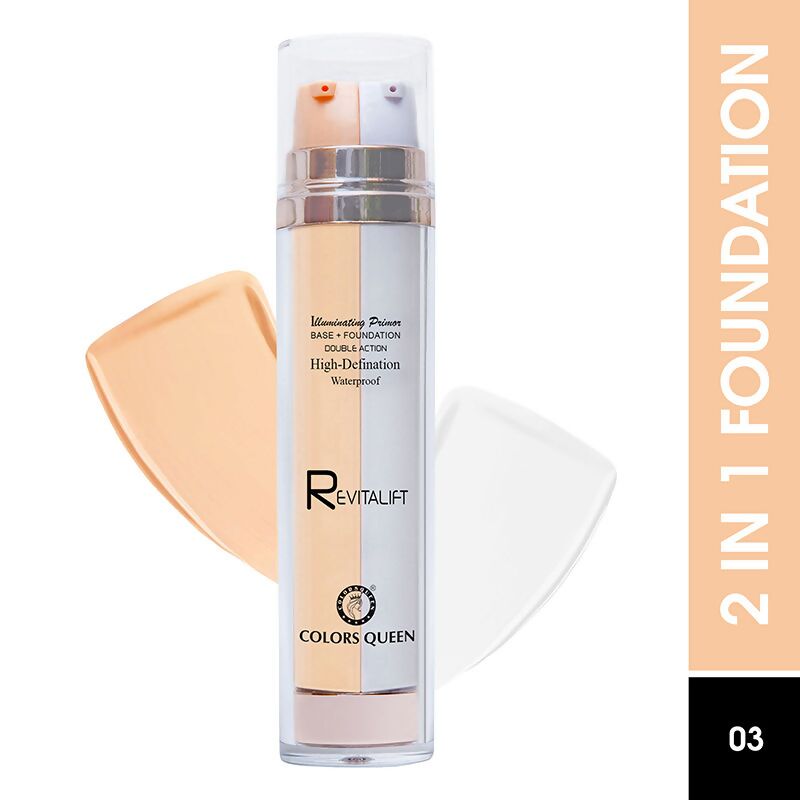 Colors Queen Revitalift Illuminating Primer Base + Foundation - 03 Sheer Ivory | Swadesiicart