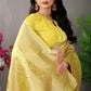Anaita Cream Woven Design Pure Silk Banarasi Saree With Blouse