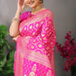 Anaita Pink Woven Design Pure Silk Banarasi Saree With Blouse