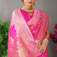 Anaita Pink Woven Design Pure Silk Banarasi Saree With Blouse