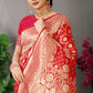 Anaita Red Woven Design Pure Silk Banarasi Saree With Blouse