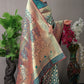 Anaita Teal Woven Design Pure Silk Banarasi Saree With Blouse
