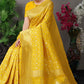 Anaita Yellow Woven Design Pure Silk Banarasi Saree With Blouse