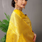 Anaita Yellow Woven Design Pure Silk Banarasi Saree With Blouse