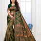 Vedant Vastram Litchi Silk Designer Banarasi Saree - Green | Swadesiicart