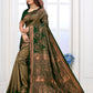 Vedant Vastram Litchi Silk Designer Banarasi Saree - Green | Swadesiicart