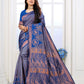 Vedant Vastram Litchi Silk Designer Banarasi Saree - Blue | Swadesiicart