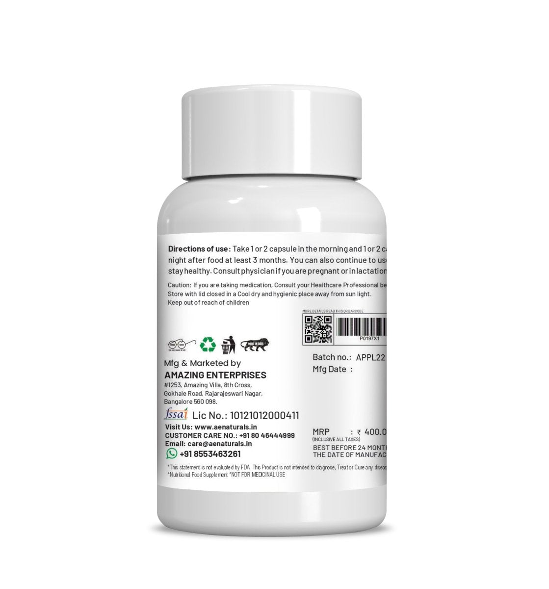 Ae Naturals Papaya Leaf Extract Capsules - Swadesiicart