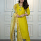 Lorenvalley Fashion Parotgreen Roman Silk Hand Work Kurta Pant with Dupatta - Swadesiicart