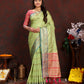 Lorenvalley Fashion Parotgreen Soft Katan Silk Woven Design Zari Weaving Pallu Saree - Swadesiicart