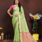 Lorenvalley Fashion Parotgreen Soft Katan Silk Woven Design Zari Weaving Pallu Saree - Swadesiicart