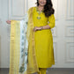 Lorenvalley Fashion Parotgreen Roman Silk Hand Work Kurta Pant with Dupatta - Swadesiicart