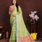 Lorenvalley Fashion Parotgreen Soft Katan Silk Woven Design Zari Weaving Pallu Saree - Swadesiicart