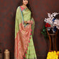 Lorenvalley Fashion Parotgreen Soft Katan Silk Woven Design Zari Weaving Pallu Saree - Swadesiicart