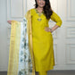 Lorenvalley Fashion Parotgreen Roman Silk Hand Work Kurta Pant with Dupatta - Swadesiicart