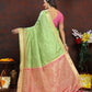 Lorenvalley Fashion Parotgreen Soft Katan Silk Woven Design Zari Weaving Pallu Saree - Swadesiicart