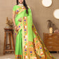 Lorenvalley Fashion Parotgreen Soft Paithani Silk Woven Design Rich Zari Meenakari Weaving Saree - Swadesiicart
