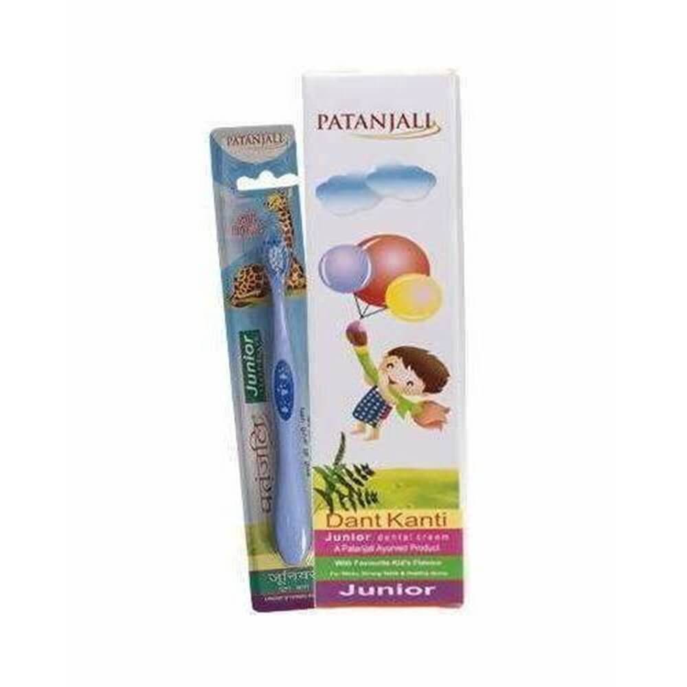 Patanjali Oral Care Combo (Dant KantiJunior Dental Cream 100GM + Junior Tooth Brush) - Swadesiicart