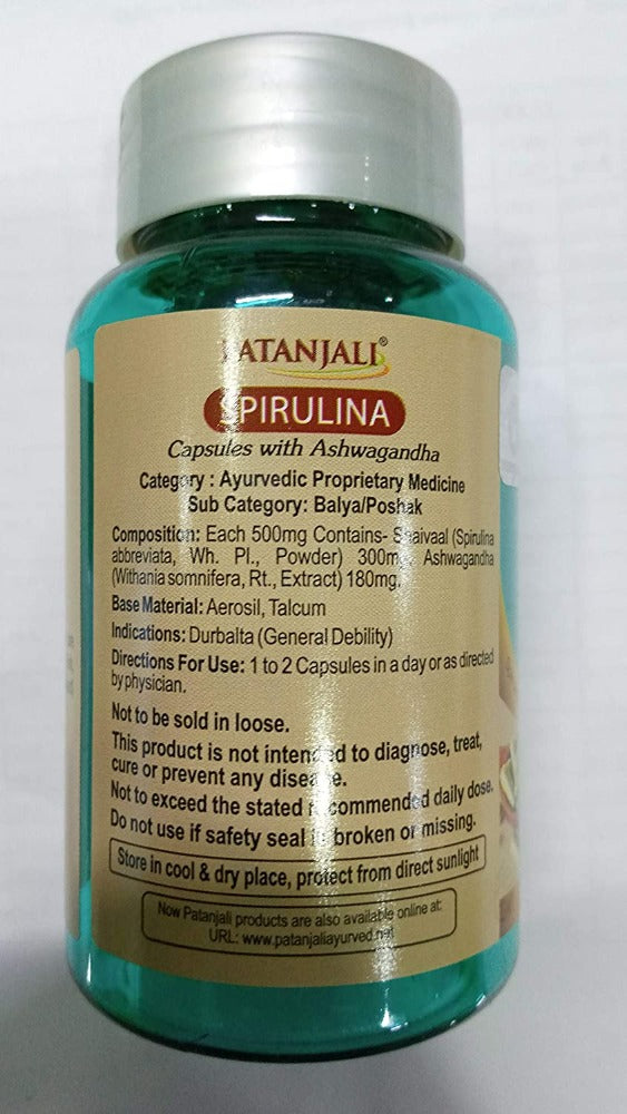 Patanjali Spirulina Capsules with Ashwagandha | Swadesiicart