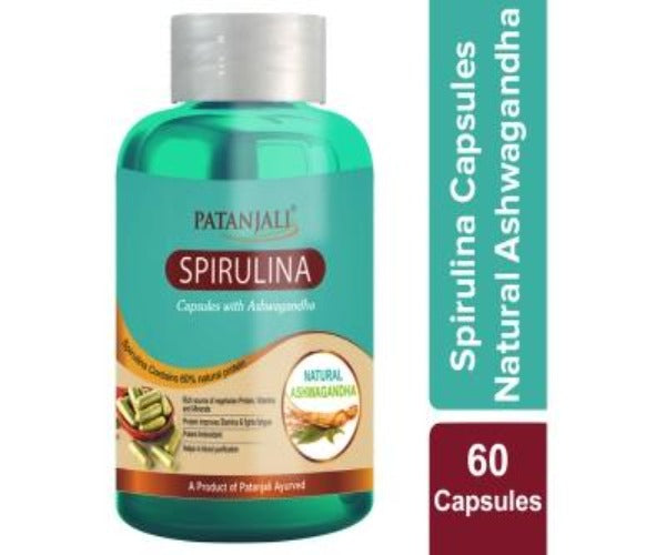 Patanjali Spirulina Capsules with Ashwagandha | Swadesiicart