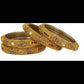 Afast Bridal Wedding & Party Fashionable Colorful Glass Bangle/Kada Set, Pack Of 4 - Golden - Afast Enterprises