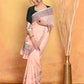 Very Much Indian Handblock Printed Cotton Saree With Natural Dyes - Peach | Swadesiicart