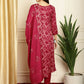 Jyoti Fashion Women's Red Pashmina Floral Digital Printed Kurta with Trouser & Dupatta | Swadesiicart