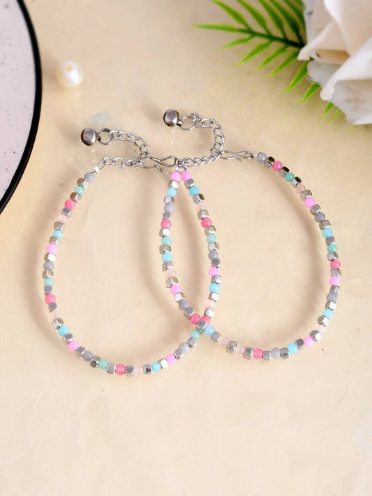 VOJ Women Multi Color stainless steel Anklet - VOJ (Valley Of Jewellery)