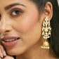 Nuyug 22K Gold-Plated Regal Kundan Stone Studded & Pearl Drop Jhumkas | Swadesiicart
